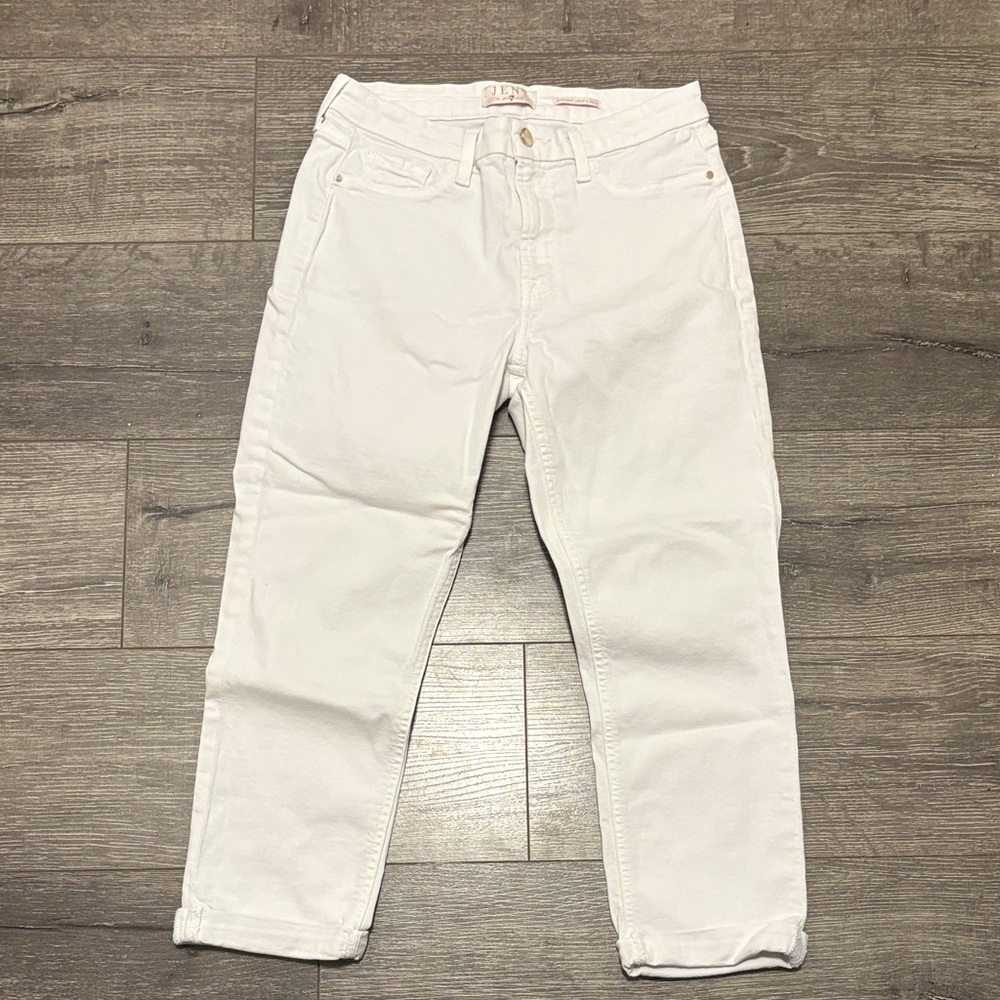 Jen 7 by 7 for all Mankind Women's Straight Crop and Roll Jeans - White